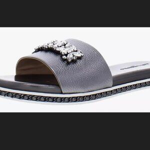 Karl Lagerfeld Paris Women's Bijou Embellished Slide Sandal Size 6,5 M